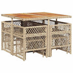 9-tlg. Garten-Essgruppe mit Kissen Beige Poly Rattan