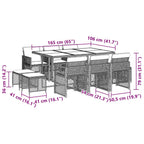 11-tlg. Garten-Essgruppe mit Kissen Grau Poly Rattan