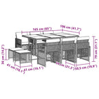 11-tlg. Garten-Essgruppe mit Kissen Hellgrau Poly Rattan
