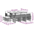 11-tlg. Garten-Essgruppe mit Kissen Beige Poly Rattan