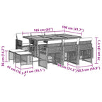 11-tlg. Garten-Essgruppe mit Kissen Grau Poly Rattan