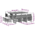 11-tlg. Garten-Essgruppe mit Kissen Schwarz Poly Rattan