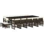 15-tlg. Garten-Essgruppe mit Kissen Braun Poly Rattan