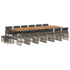 17-tlg. Garten-Essgruppe mit Kissen Grau Poly Rattan