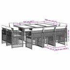11-tlg. Garten-Essgruppe mit Kissen Grau Poly Rattan