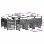 11-tlg. Garten-Essgruppe mit Kissen Schwarz Poly Rattan