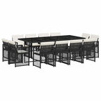 13-tlg. Garten-Essgruppe mit Kissen Schwarz Poly Rattan