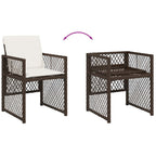 15-tlg. Garten-Essgruppe mit Kissen Braun Poly Rattan