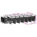 17-tlg. Garten-Essgruppe mit Kissen Schwarz Poly Rattan