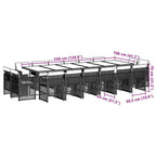 17-tlg. Garten-Essgruppe mit Kissen Grau Poly Rattan