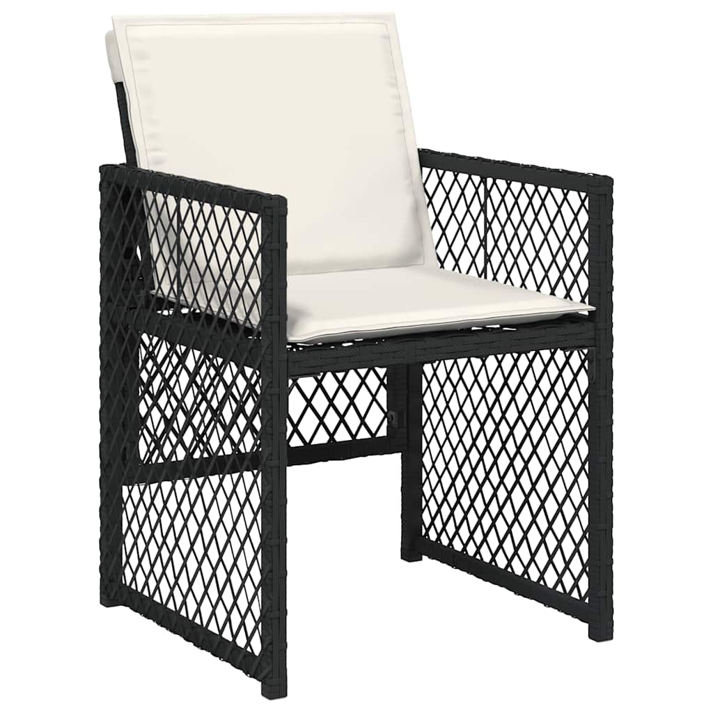 17-tlg. Garten-Essgruppe mit Kissen Schwarz Poly Rattan