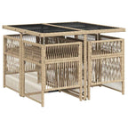 5-tlg. Garten-Essgruppe mit Kissen Beige Poly Rattan