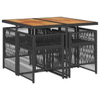 5-tlg. Garten-Essgruppe mit Kissen Schwarz Poly Rattan