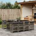 9-tlg. Garten-Essgruppe mit Kissen Grau Poly Rattan