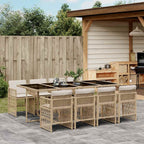9-tlg. Garten-Essgruppe mit Kissen Beige Poly Rattan