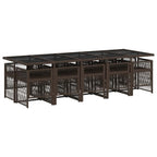 11-tlg. Garten-Essgruppe mit Kissen Braun Poly Rattan