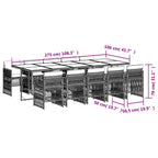 11-tlg. Garten-Essgruppe mit Kissen Braun Poly Rattan