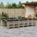 13-tlg. Garten-Essgruppe mit Kissen Hellgrau Poly Rattan