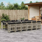 13-tlg. Garten-Essgruppe mit Kissen Hellgrau Poly Rattan