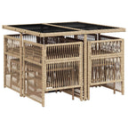 9-tlg. Garten-Essgruppe mit Kissen Beige Poly Rattan