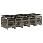 15-tlg. Garten-Essgruppe mit Kissen Grau Poly Rattan