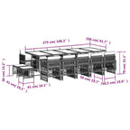 15-tlg. Garten-Essgruppe mit Kissen Grau Poly Rattan