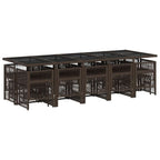 15-tlg. Garten-Essgruppe mit Kissen Braun Poly Rattan