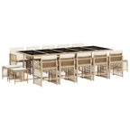 15-tlg. Garten-Essgruppe mit Kissen Beige Poly Rattan