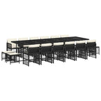 17-tlg. Garten-Essgruppe mit Kissen Schwarz Poly Rattan