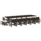 17-tlg. Garten-Essgruppe mit Kissen Braun Poly Rattan