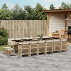 17-tlg. Garten-Essgruppe mit Kissen Beige Poly Rattan