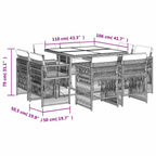 9-tlg. Garten-Essgruppe mit Kissen Braun Poly Rattan