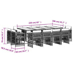 13-tlg. Garten-Essgruppe mit Kissen Grau Poly Rattan