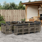 13-tlg. Garten-Essgruppe mit Kissen Grau Poly Rattan