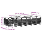 15-tlg. Garten-Essgruppe mit Kissen Schwarz Poly Rattan