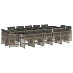 15-tlg. Garten-Essgruppe mit Kissen Grau Poly Rattan