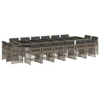 17-tlg. Garten-Essgruppe mit Kissen Grau Poly Rattan