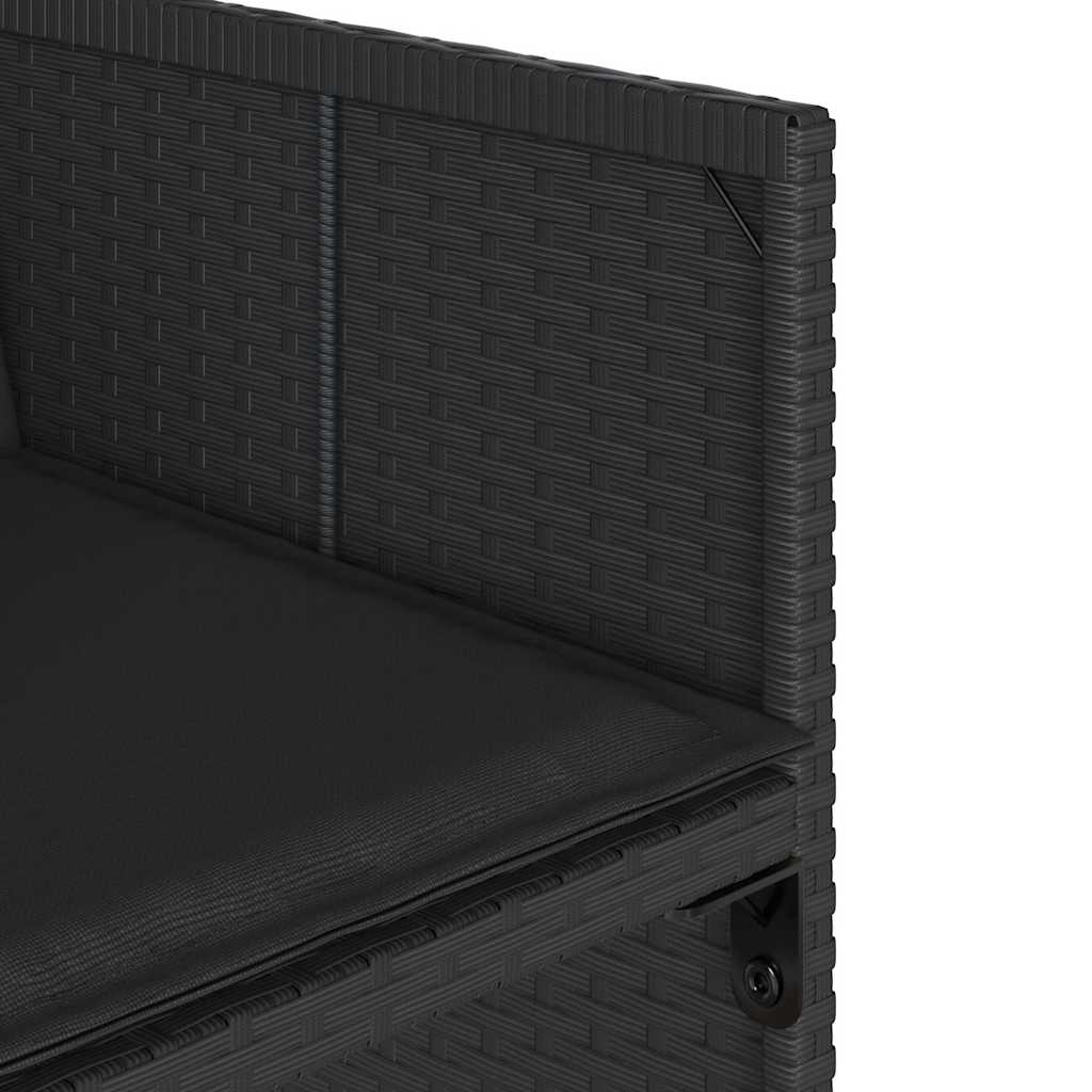 7-tlg. Garten-Essgruppe mit Kissen Schwarz Poly Rattan