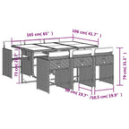 7-tlg. Garten-Essgruppe mit Kissen Braun Poly Rattan