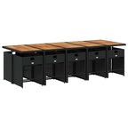 11-tlg. Garten-Essgruppe mit Kissen Schwarz Poly Rattan