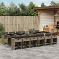 13-tlg. Garten-Essgruppe mit Kissen Grau Poly Rattan