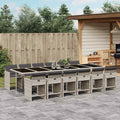 13-tlg. Garten-Essgruppe mit Kissen Hellgrau Poly Rattan