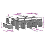 13-tlg. Garten-Essgruppe mit Kissen Braun Poly Rattan