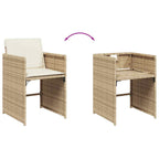 13-tlg. Garten-Essgruppe mit Kissen Beige Poly Rattan