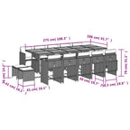 15-tlg. Garten-Essgruppe mit Kissen Beige Poly Rattan