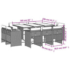 11-tlg. Garten-Essgruppe mit Kissen Schwarz Poly Rattan