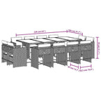 13-tlg. Garten-Essgruppe mit Kissen Schwarz Poly Rattan