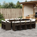 13-tlg. Garten-Essgruppe mit Kissen Braun Poly Rattan
