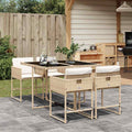 5-tlg. Garten-Essgruppe mit Kissen Beige Poly Rattan