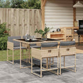 5-tlg. Garten-Essgruppe mit Kissen Beigemischung Poly Rattan